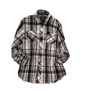 Eighty Eight Black White Long Sleeve Button Shirt Mens Lar